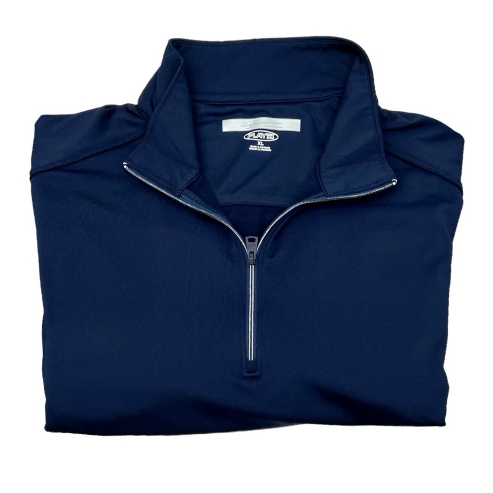 GREG NORMAN NAVY BLUE PLAY DRY PERFORMANCE QUARTER ZIP PULLOVER